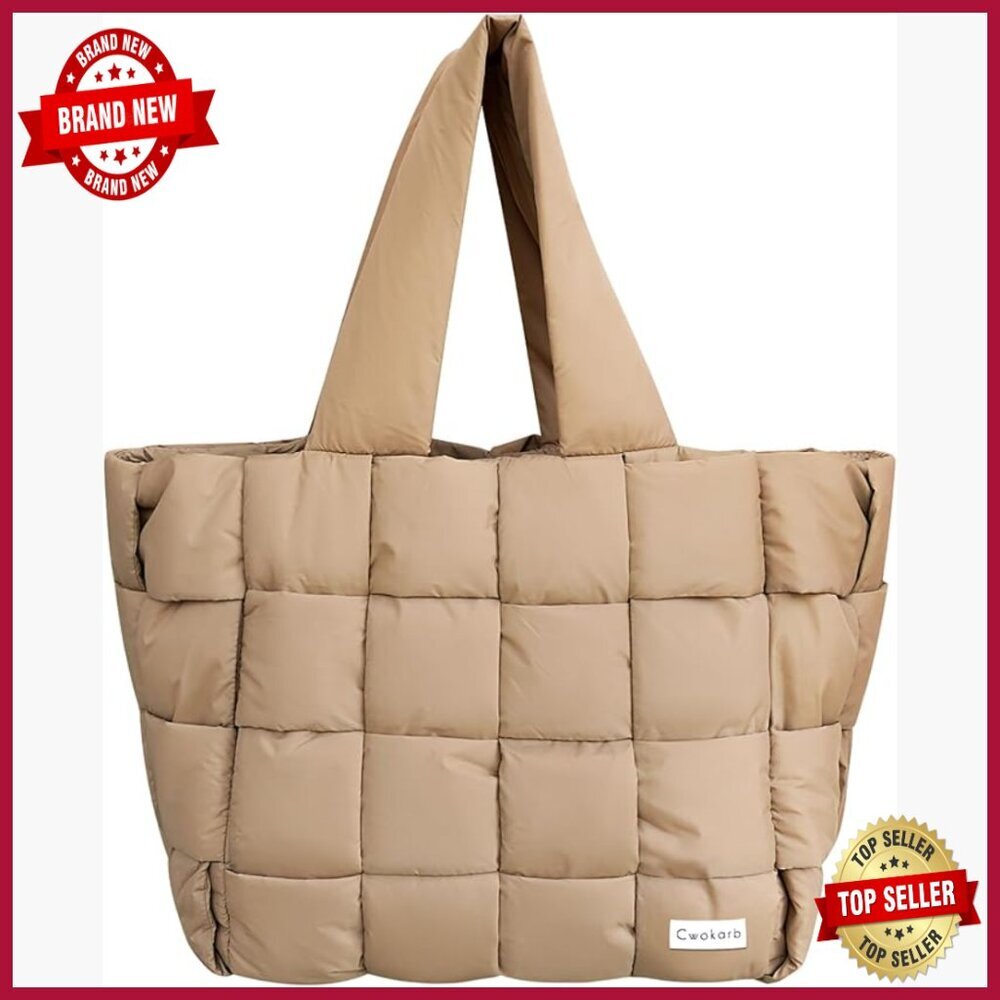 Large Puffer Tote Bag Lightweight Quilted Handbag for Work Travel
